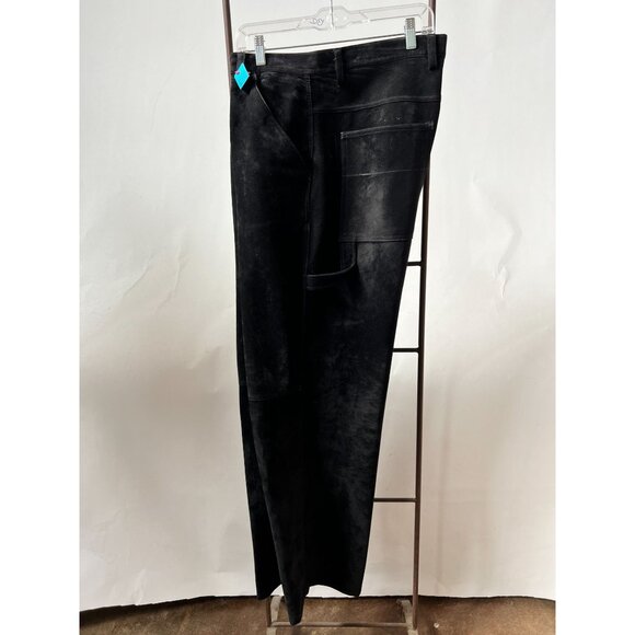Black faux suede Pants By Virgola Uomo 40 100% Polyester Made In Korea - Picture 7 of 16